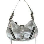 ALDO  Faux Croc Print Shoulder Bag Handbag Purse Zippers Silver Y2K Photo 0