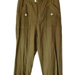 H by Halston H Halston Army Olive Green Linen Crop Pants Wide Leg size large Photo 1