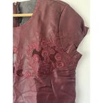 Romeo + Juliet Couture NWT Maroon Faux Leather Floral Short Sleeve Shirt Small Photo 2