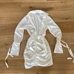 XLE The Label Ruched Front Long Sleeve Tie Cuff Dress in White Size XS Photo 0