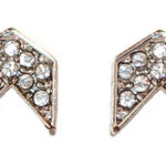 Sam Edelman NEW - Shiny Silver & Clear Pave Rhinestone Chevron Arrow Boho Chic Stud Earrings Photo 0