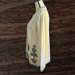 Quacker Factory Butter Yellow Embroidered Character Topiaries Cardigan. SZ S. Photo 1