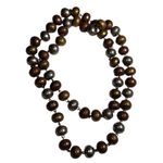 Very Rare Vintage Silver Copper & Brass Native Pearls Single Strand Necklace Gold Photo 8