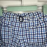 American Eagle  Outfitters White Blue Plaid Roll Tab Bermuda Cotton Shorts Size 8 Photo 4