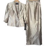 Alex Evenings Formal Suit Womens Size 6 Champagne Shimmer Skirt Jacket Wedding Photo 0