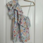 Something Navy NWOT  Women’s One Shoulder Ruffle Top Floral Lined Size S Photo 4