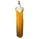 ZARA  Dress Women Small Mustard‎ Yellow V Neckline Strappy Shoulders Pleated Maxi Photo 2