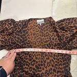Ganni  Leopard Print Puff Sleeve V-neck Crossover Wrap Top Size 36 US 4 Small Photo 5