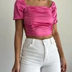 Popular 21 NEW Hot pink metallic barbie lace up crop top Photo 0