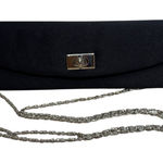 Bijoux Terner  Black Satin Boxy Clutch Purse w/ Hideaway Chain Crossbody Photo 0