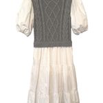 English Factory Mixed Media Cable Knit Down Midi Dress Size Small Photo 2