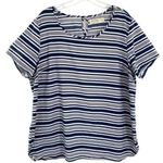 Women’s Navy Blue Striped Crewneck Blouse Size XXL Photo 0