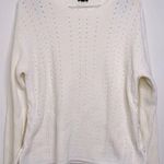 Talbots  Cream Pointelle Knit Sweater Women’s Size XL Side Ties Classic Neutral Photo 0