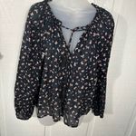 Billabong  Women’s Black Floral Peasant Boho Long Sleeve Top Size Small NWOT Photo 2