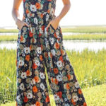 Natural Life  Patti Wide Leg Tank Jumpsuit in the Purple Daisy Floral Boho Size M Photo 0