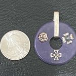 Sterling Silver Vintage  925 Natural Purple Jade Donut Circle Pendant 15.4g Photo 3