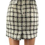 Windsor NEW Ivory Black Gold Metallic Tweed Plaid Mini Pencil Skirt Size S Photo 2