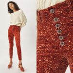 Anthropologie Pilcro High Rise Button Fly Skinny Corduroy Pants Orange Motif 26 Photo 6
