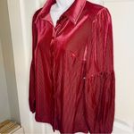 Modcloth  Here For the Drama Button Up Corduroy Velvet Top Balloon Sleeve Wine S Photo 6