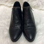 Heiress Black Leather Embossed Zipper Booties 7 B Photo 2