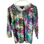 August Silk Women's M Floral Cardigan Sweater Multicolor Long Sleeve Photo 0