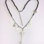 Hard Rock Cafe  Silver Tone Black Beaded Key Charm Boho Necklace Photo 7