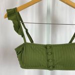 Xhilaration Target Medium Retro Ruffle Ribbed Olive Green Bikini Top Flutter Photo 5