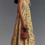 Anthropologie 100% Cotton Yellow Floral Somerset Strapless Maxi Dress Size Large Photo 2