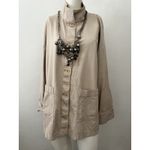 Eileen Fisher Khaki Organic Cotton Hemp Stretch Stand Jacket Size M Light Stains Photo 9