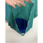 Peaches N Cream Dress Womens Size Medium Green Blue Long Sleeve Geometric Print Green Photo 3