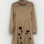 Vintage Jocomola de Sybilla Wool Embroidered Turtle neck Dress Beige Floral L Tan Size L Photo 1