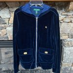 Ralph Lauren Lauren  Vintage Velour Blue Zip Jacket Womens Small Photo 4