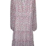 AQUA Floral Print Tiered Midi Dress size Large Photo 0