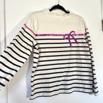 Talbots Sequin Ribbon Stripe Mockneck Tee Top Women's Size Medium Photo 2