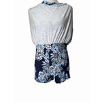 Lilly Pulitzer Romper Womens Medium Navy Riza Long Sleeve Bouquet All Day Photo 4