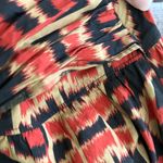 Jones New York Women’s Size 6 Boho Ikat Midi Skirt Flowy Earthy Tones Artsy A-Line Red Black Photo 8