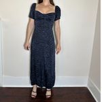 Good American  Blue and Black Leopard Print Puff Sleeve Midi Dress Size 2 Photo 1