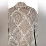 Orange Creek  Womens Sweater Small Ivory Gray Soft Knit Fringe Open Cardigan Photo 4