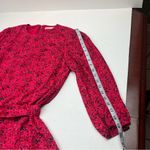 Alice + Olivia Mina Puff-Sleeve Godet Dress w/ Belt Womens 8 Pink Red As Seen On Photo 10