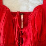 Free People Red Bustier Crop Top | Puff Sleeves | XS | Romantic & Flirty Photo 2