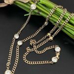 Givenchy Gold-tone Chain Clear Crystal Bezel 39” Long Station Necklace 67g. Photo 0