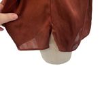 Vince  Top Cowl Neck Collared‎ Satin 3/4 Sleeves Rustic Brown Blouse Size 10 Photo 7