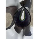 Vintage Large Teardrop Silk Thread Dangle Earrings Handmade Women’s Sz 4” Blue Photo 1