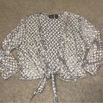 Chico's Chico’s Travelers collection tied cardigan, geometric gold, size 1, medium 8 Photo 0