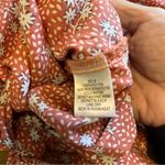 Isalis  Boho Floral Top Front Tie Ruffle Terracota Orange Printed Small Dainty Photo 7