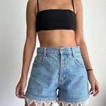Vintage Denim Shorts with lace trim Waist 31'' USA made Blue Photo 0