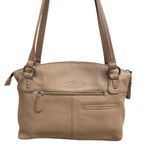 Stone Mountain Pebbled Leather Shoulder Bag Taupe Buckle Pocket Medium Purse Tan Photo 3