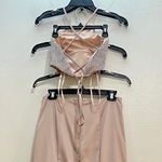 La Femme 24243 Beaded Lace-Up Back Top Satin Skirt Two Piece Dress Photo 5