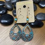 Brand new western teal and bronze earrings Blue Photo 2