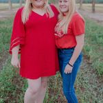 Umgee  + Red Bell Sleeve Mesh Detail Dress Photo 1